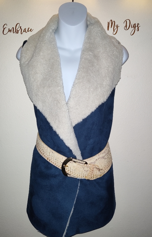 Madison and Lola Navy Suede Vest